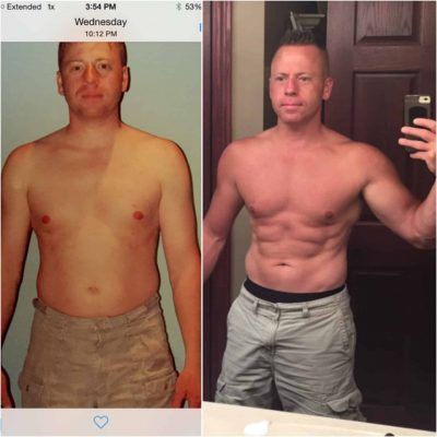 A before and after picture of a man taking a selfie