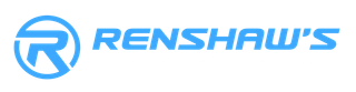 The renshaw 's logo is blue and white on a white background.