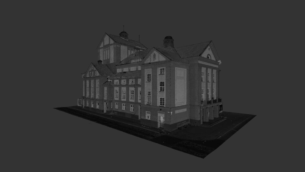 Laser scanning and 3D model of Liepāja Theatre facades