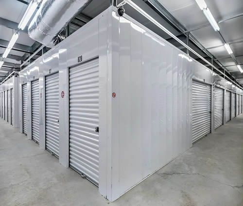 Interior corridor of a BIG Storage self storage facility showing clean storage units