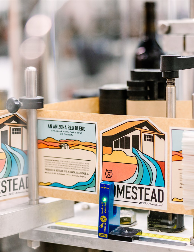 Labels on a machine with illustrations of a house and