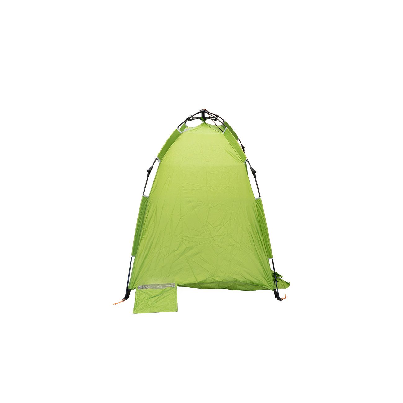 Tiendas de campaña en azul, verde y naranja. Información del producto, tallas y nombres de los modelos.