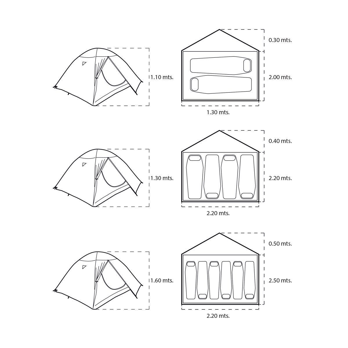 Carpa tipo domo de color verde azulado y naranja instalada al aire libre.