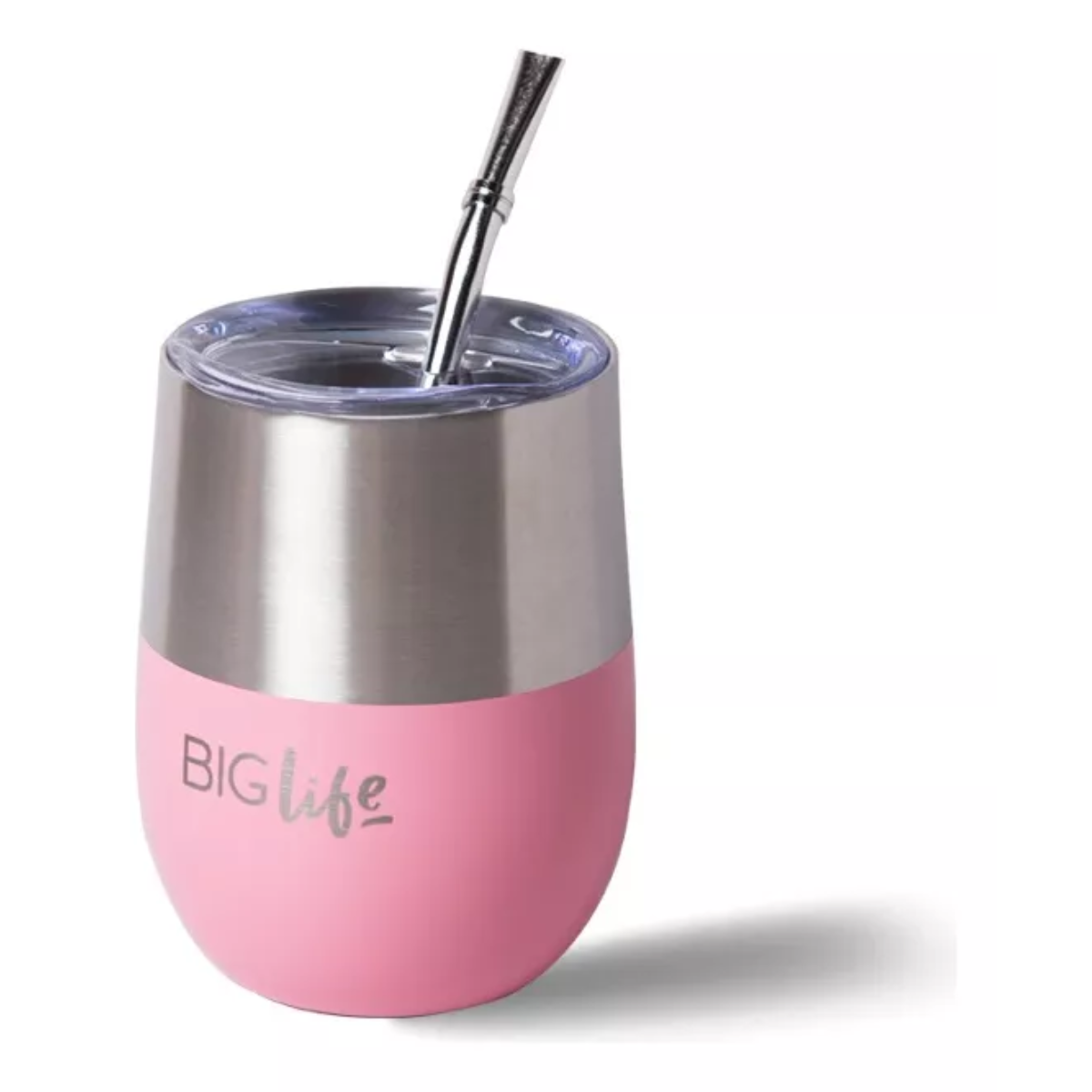 Juego de matera y pajita de color rosa en caja de regalo de color rosa.