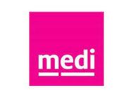 Un quadrato rosa con la parola medi sopra.