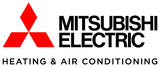 The logo for mitsubishi electric heating and air conditioning