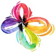 A watercolor painting of a colorful flower on a white background