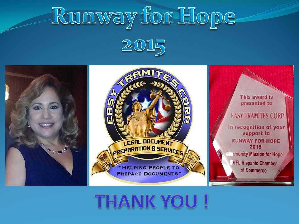 Runway Hope 2015 — Fort Myers, FL — Easy Tramites Corp