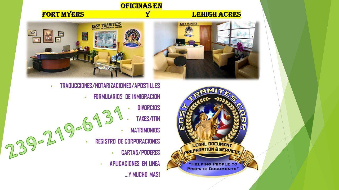 Logo And Business Office — Fort Myers, FL — Easy Tramites Corp