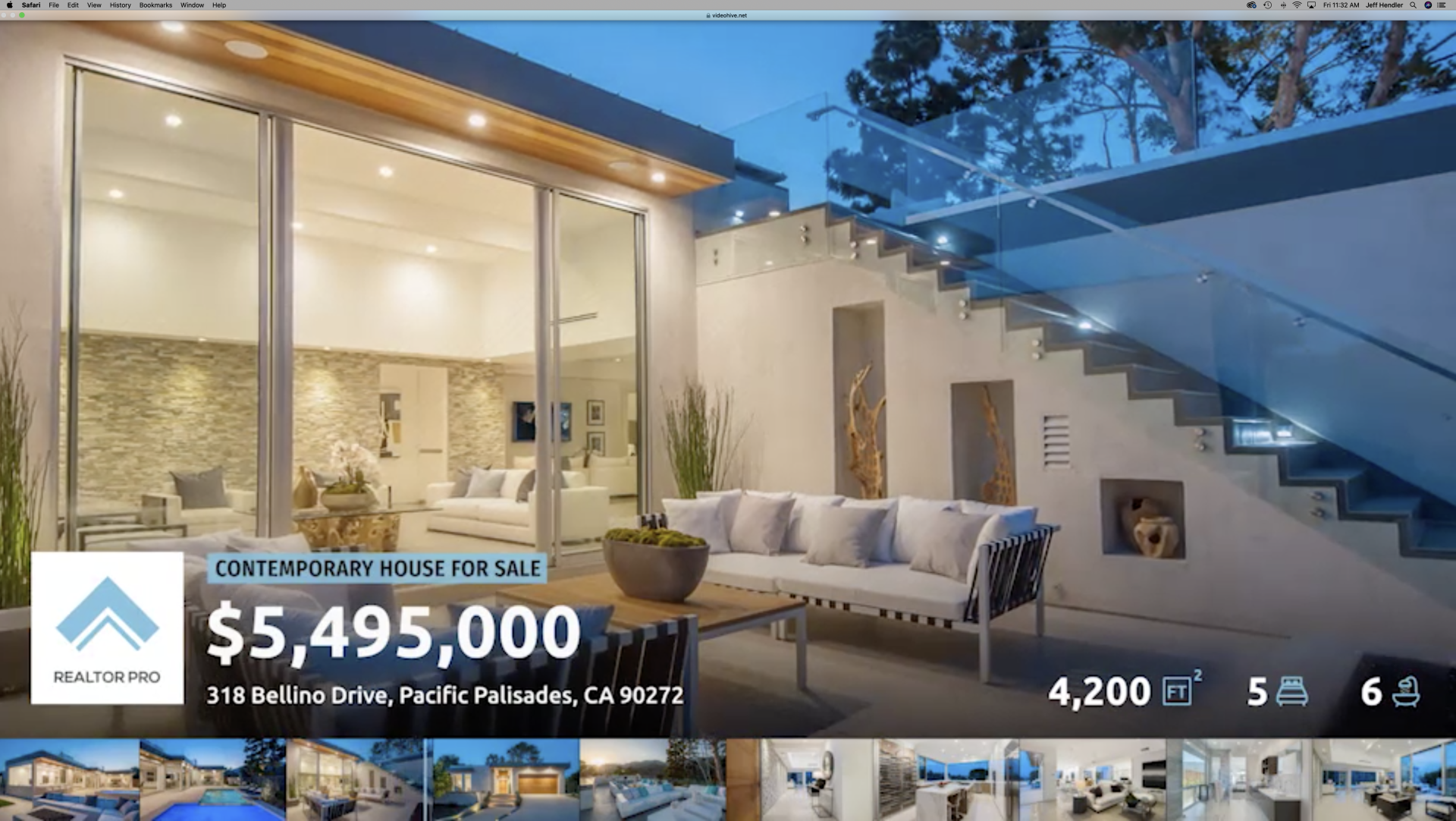 A computer screen shows a house for sale for $ 5,495,000.