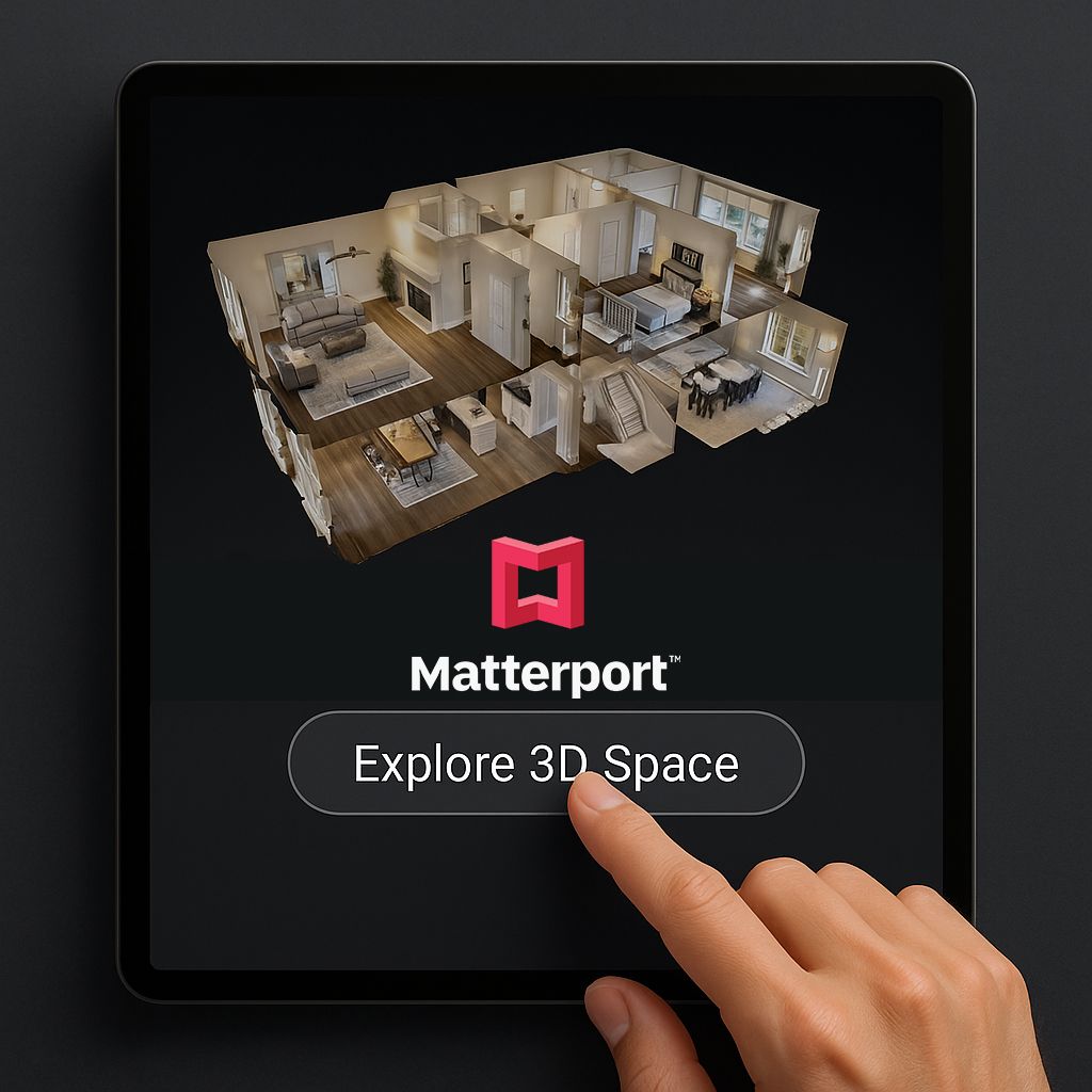 A person is using a tablet to explore a 3d space