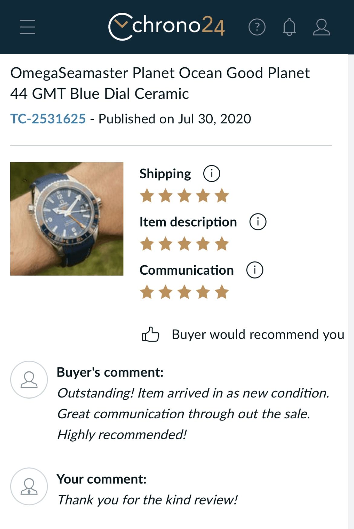 A screenshot of a website showing a watch on a person 's wrist.