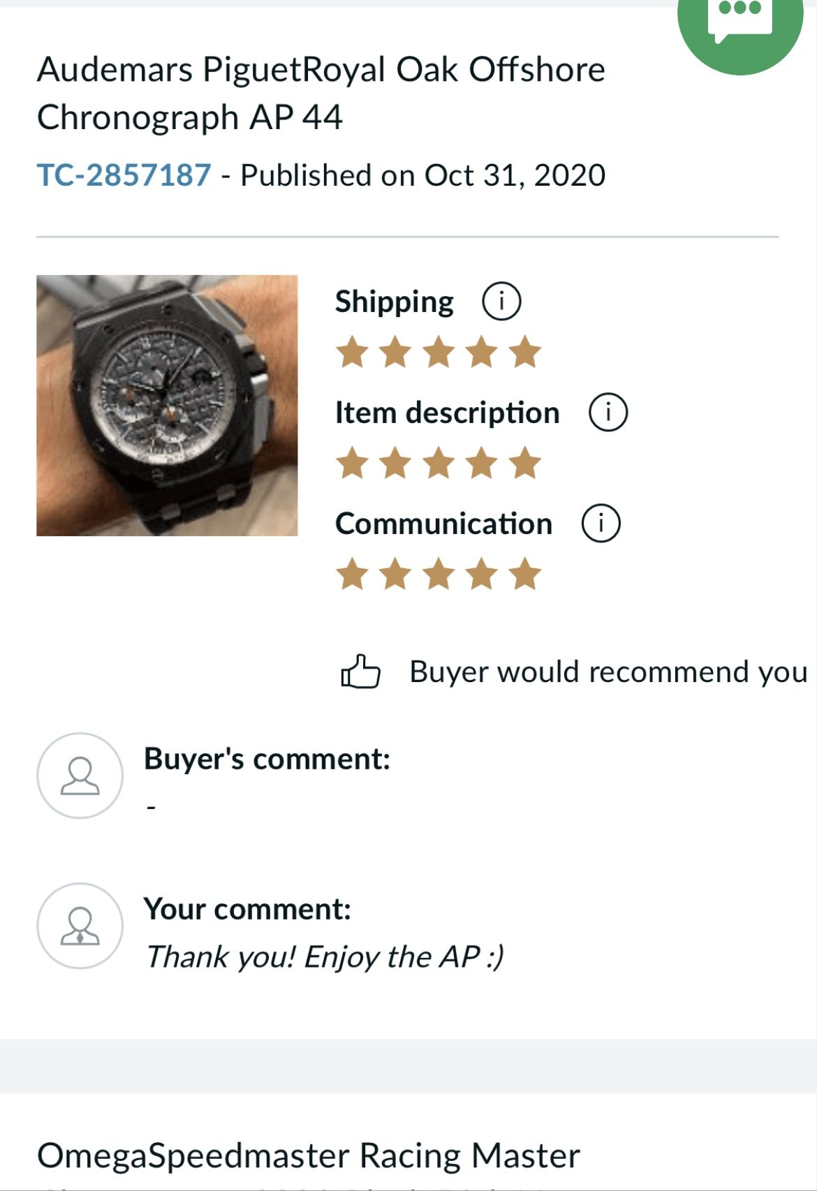 A screenshot of a review of a watch on a website.