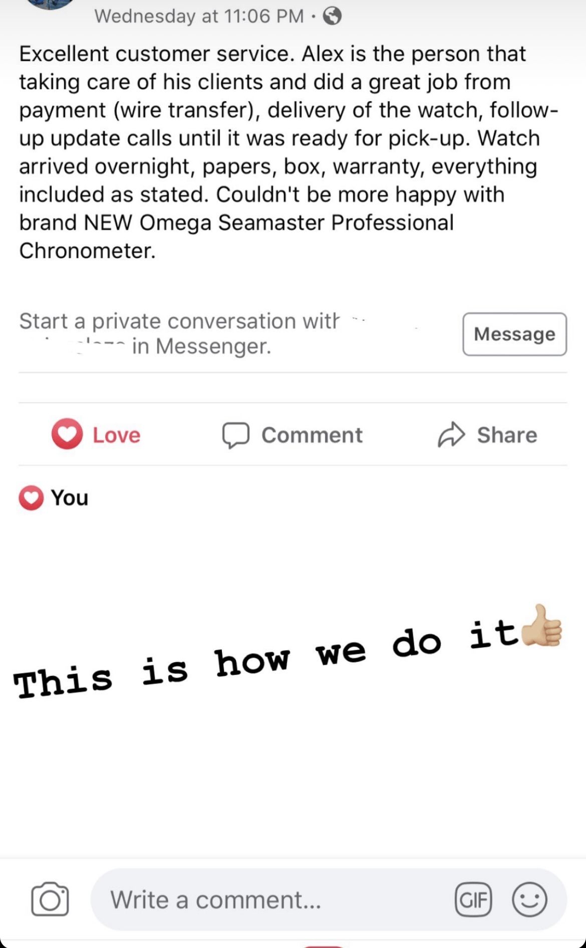 A screenshot of a facebook post that says `` this is how we do it ''.