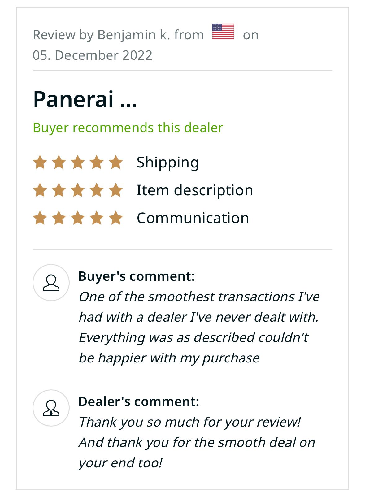 A screenshot of a review from december 2022.