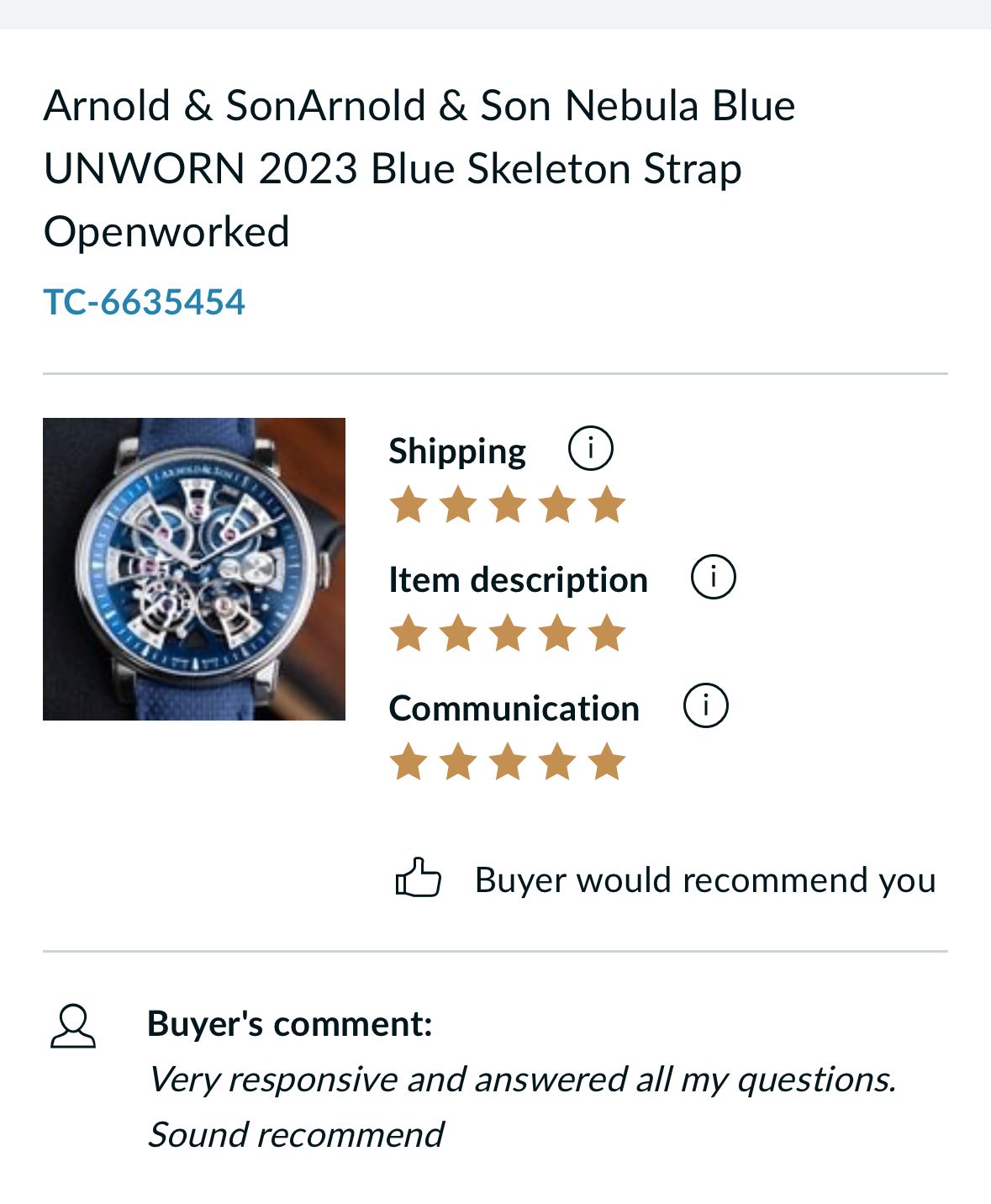 Arnold & son arnold & son nebula blue unworn 2023 blue skeleton strap openworked