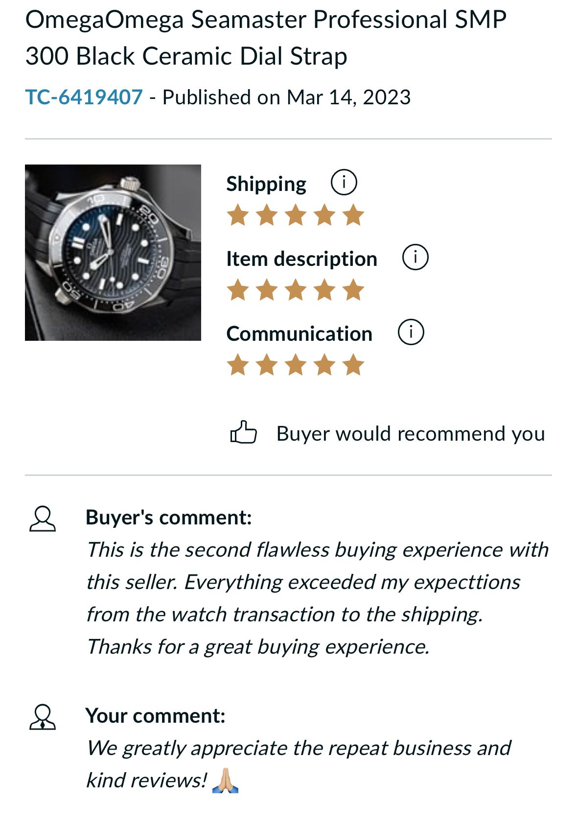 A picture of an omega seamaster professional smp 300 black ceramic dial strap.