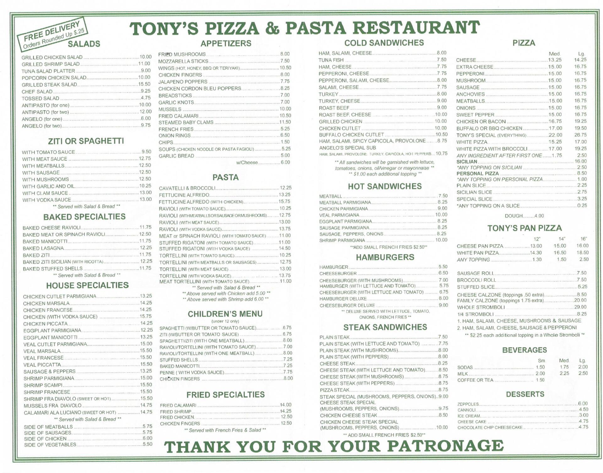 Pasta Hamburg NJ Tony s Pizza Pasta Restaurant pasta-hamburg-nj-tony-s-pizza-pasta-restaurant