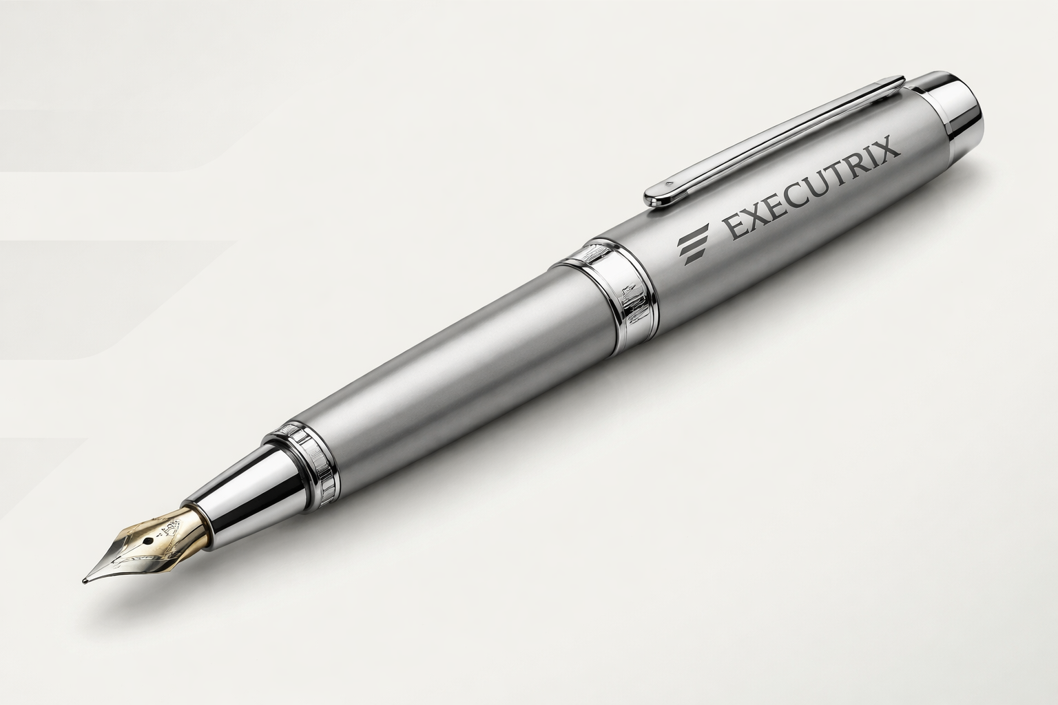 Silver fountain pen with 