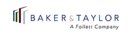 Baker & Taylor logo with three stylized book icons and text.