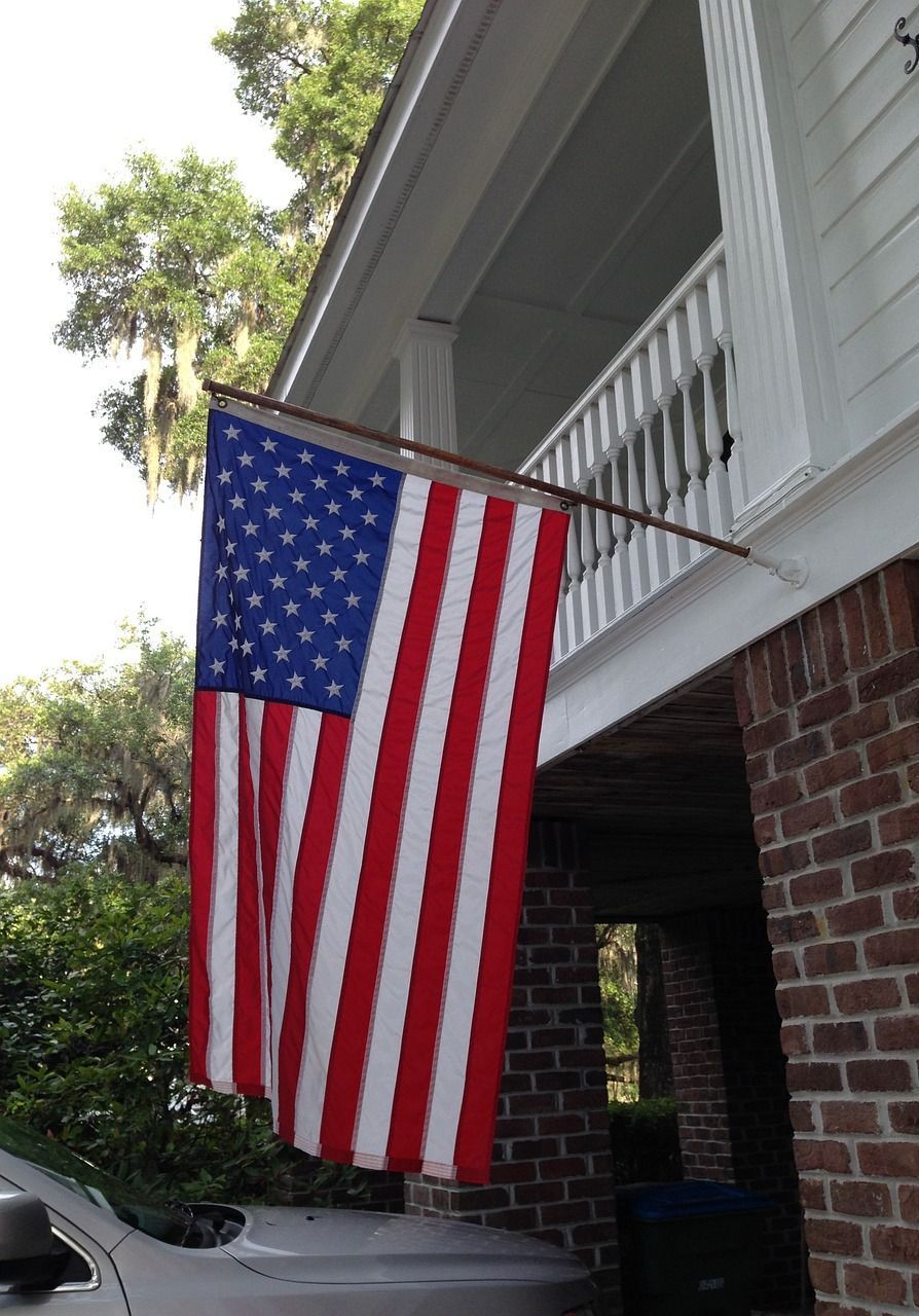 american flag on house