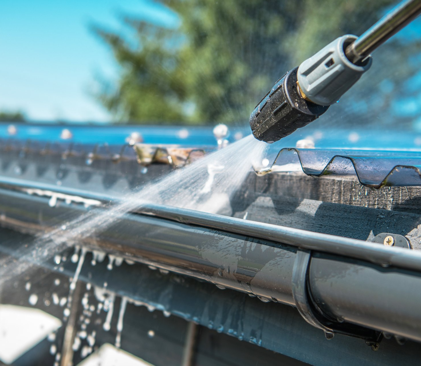 cleaning the gutters