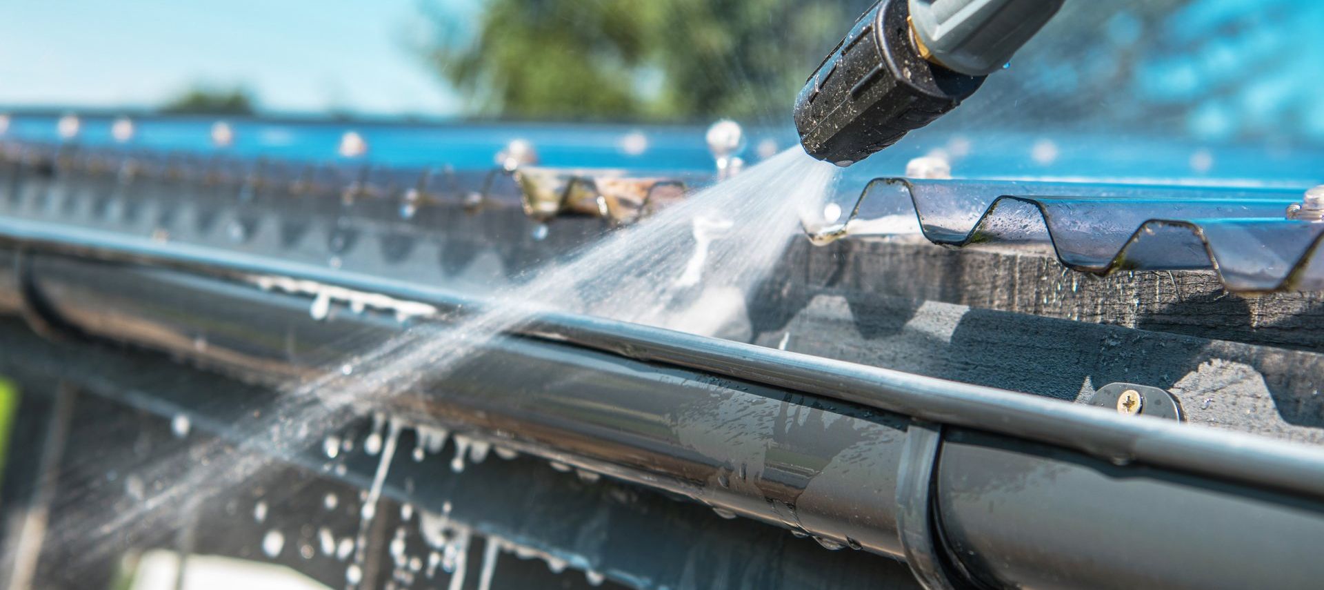 cleaning a gutter