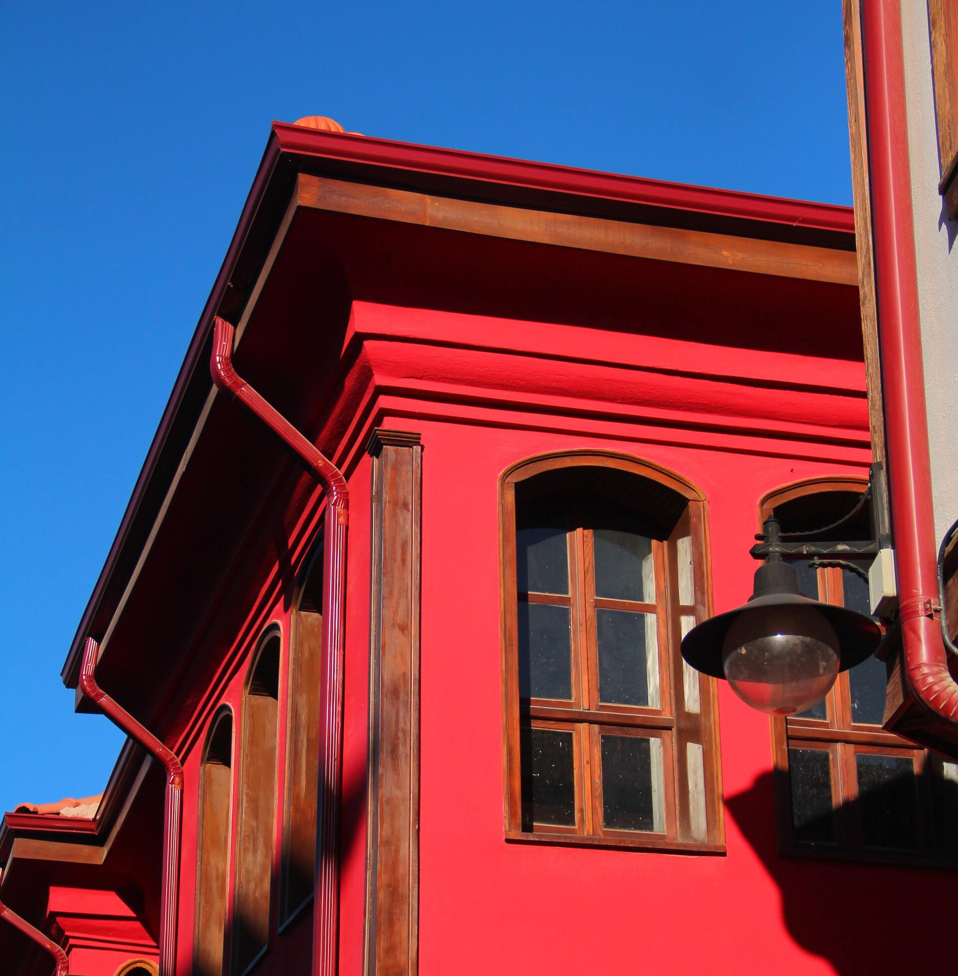 gutter on a red house