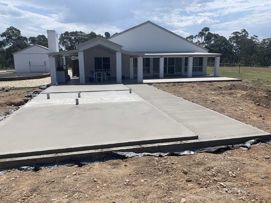 two levels of poured concrete