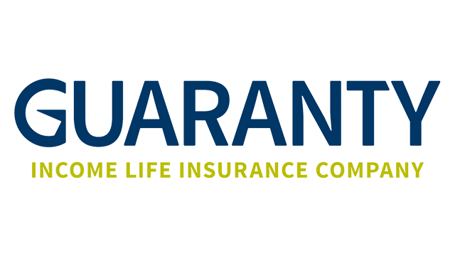 The guaranty income life insurance company logo is blue and yellow.