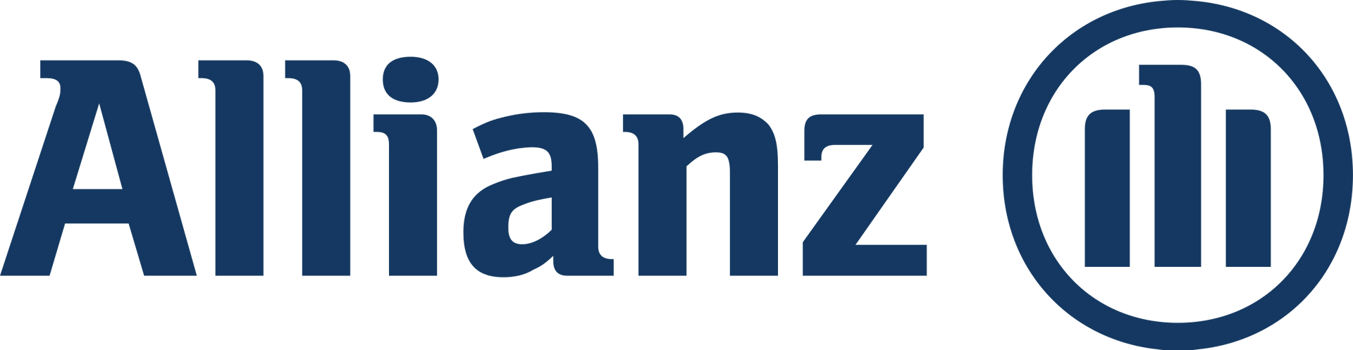 A blue and white logo for allianz on a white background