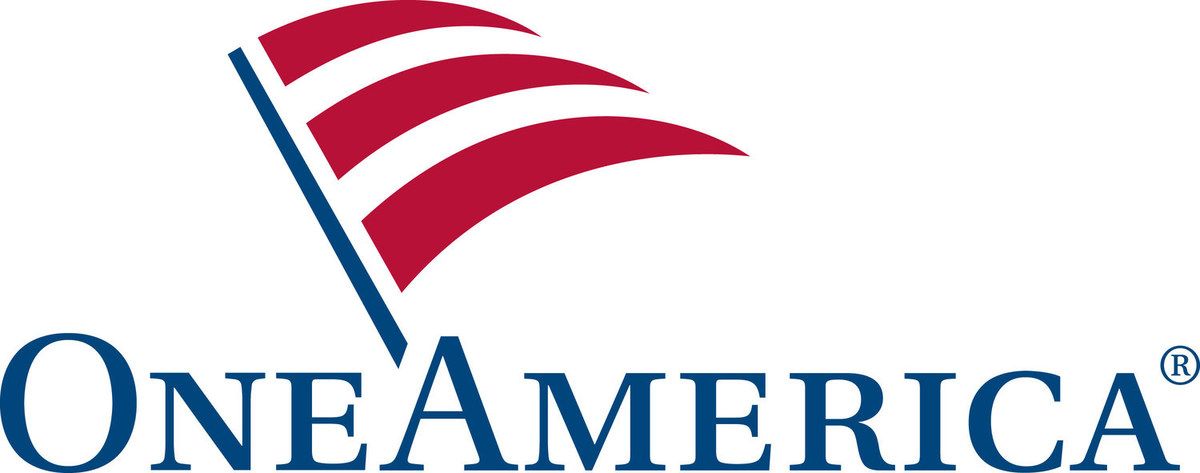A logo for one america with an american flag
