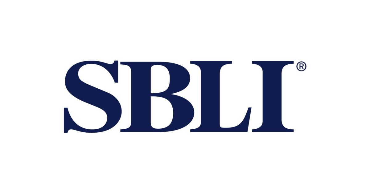 A blue and white logo for sbli on a white background