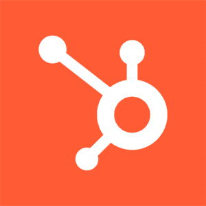 A white hubspot logo on a red background