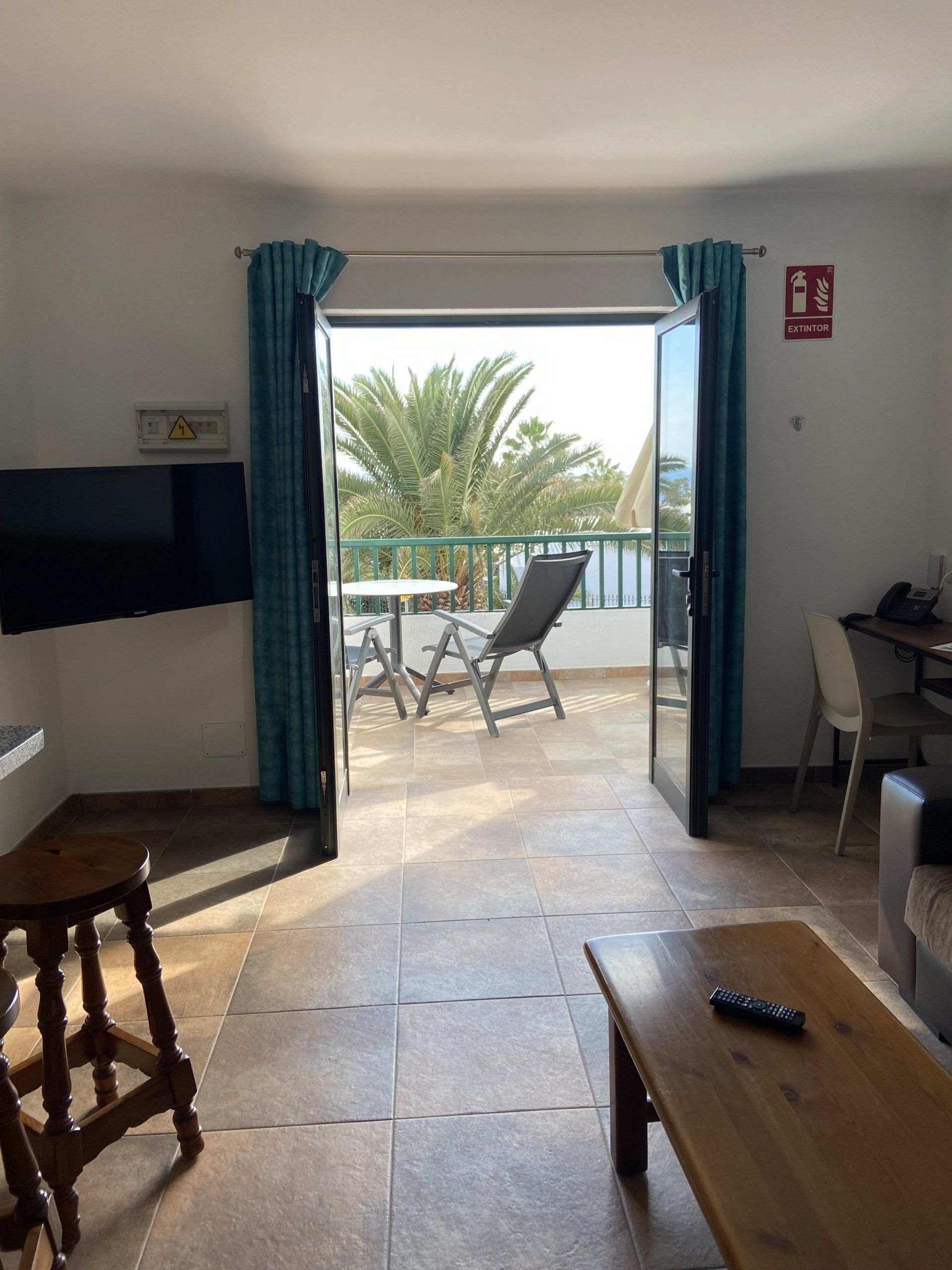 View from the living room of the sea view apartment on the 1st floor of Villa Canaima