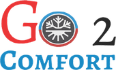 A logo for go 2 comfort with a snowflake in the middle.