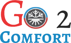A logo for go 2 comfort with a snowflake in the middle.