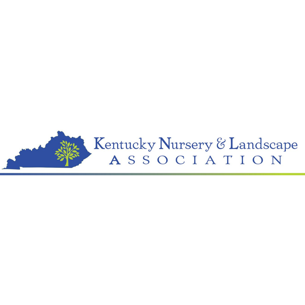 Logo of the Kentucky Nursery & Landscape Association with a blue outline of Kentucky and a tree.