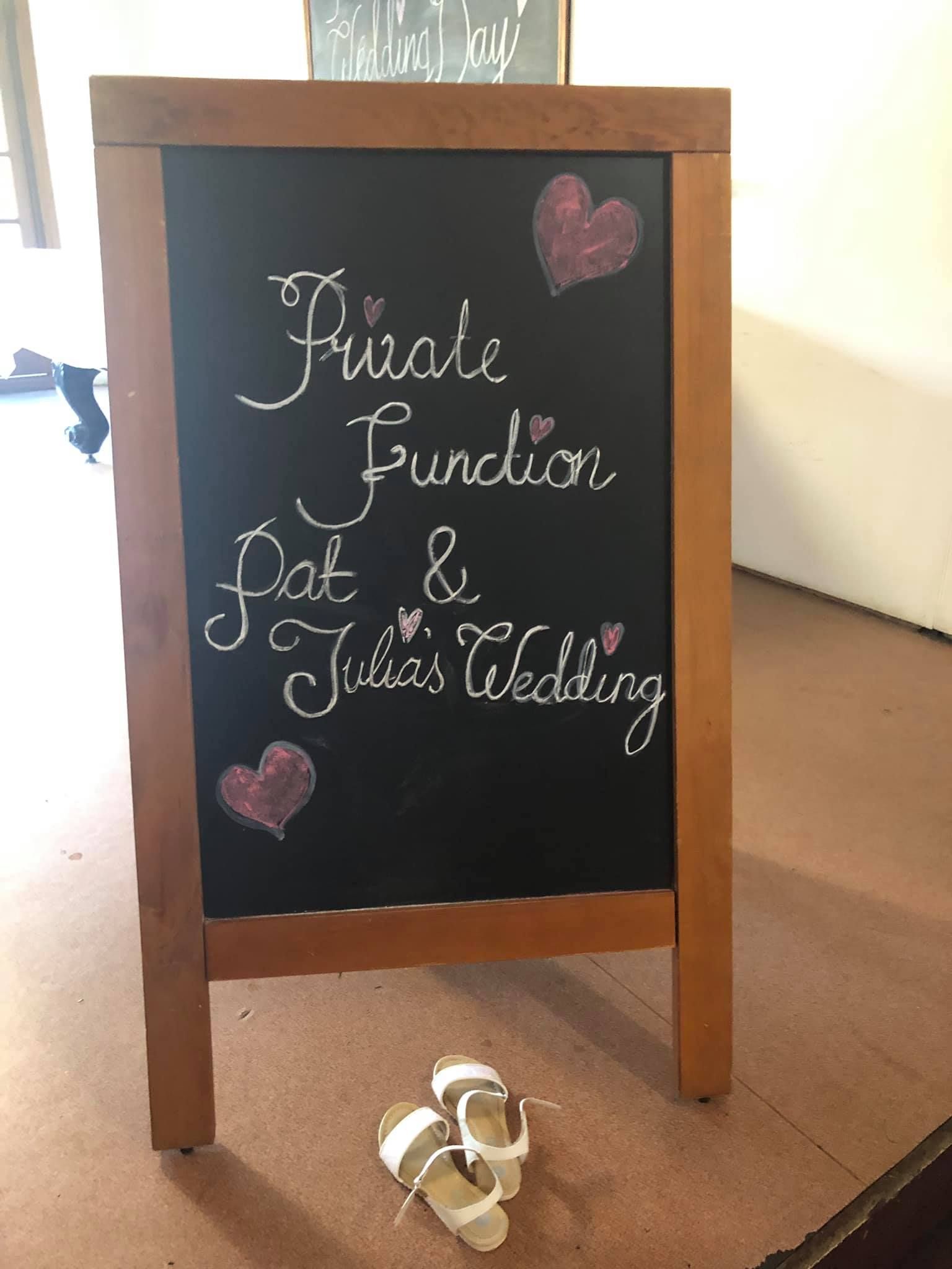 A-frame chalkboard sign with 