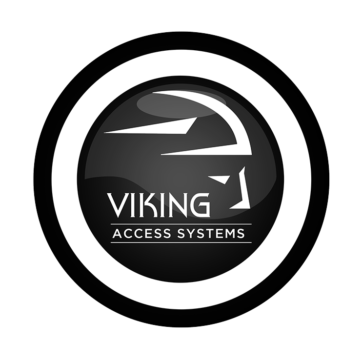A black and white logo for viking access systems