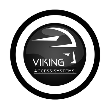 A black and white logo for viking access systems