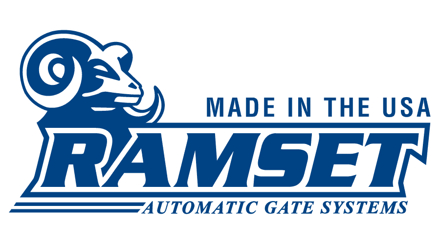 The logo for ramset automatic gate systems made in the usa