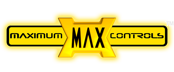 The logo for maximum max controls is yellow and black