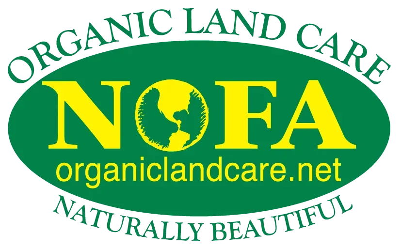 A green and yellow logo for organic land care