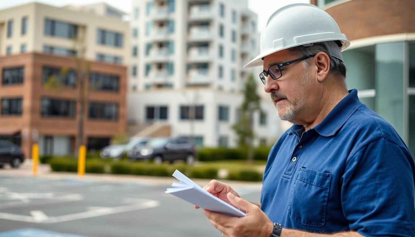 Home inspector in the middle of the street