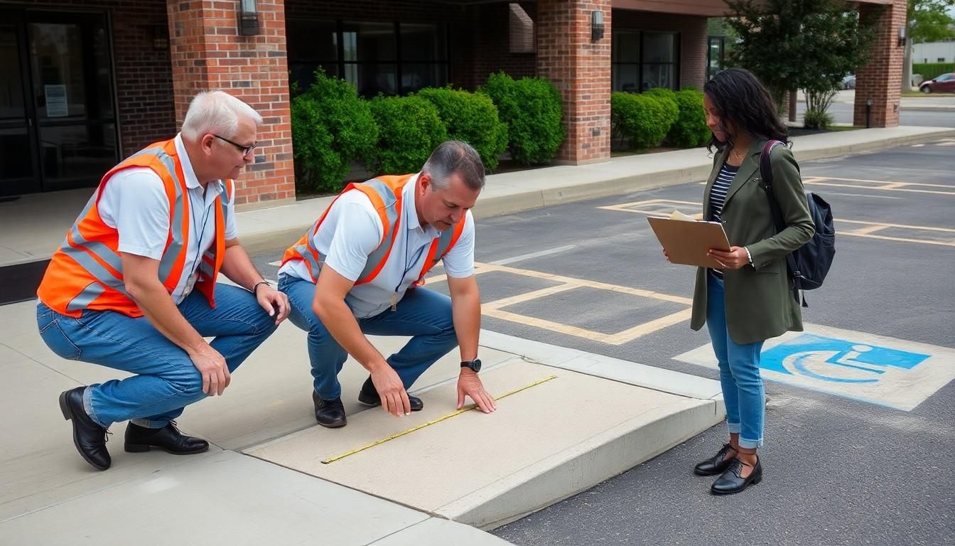 Inspectors inspecting a walkway