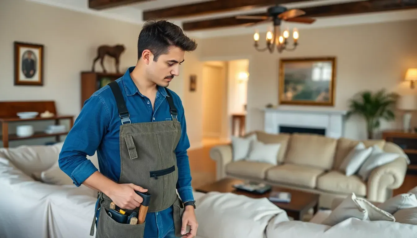 Handyman in a living room