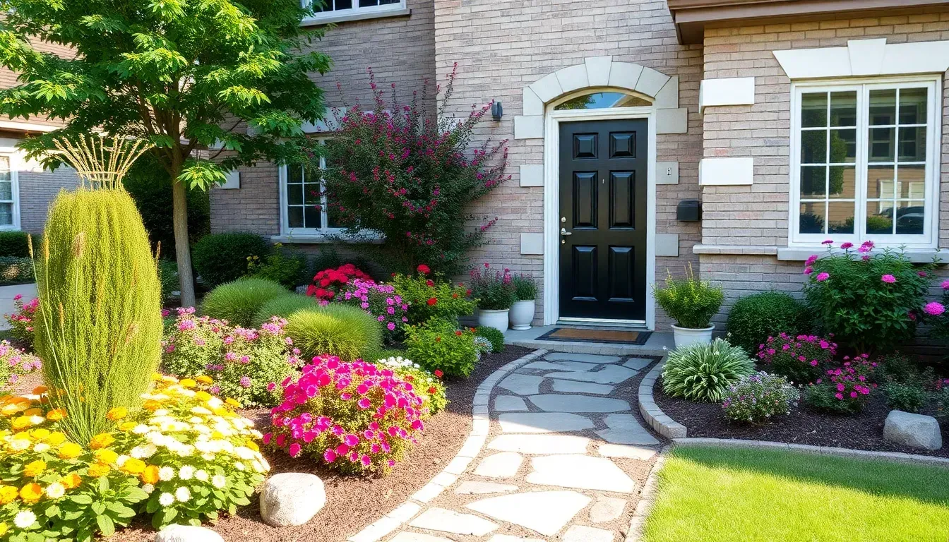 Curb filled with a flower plants