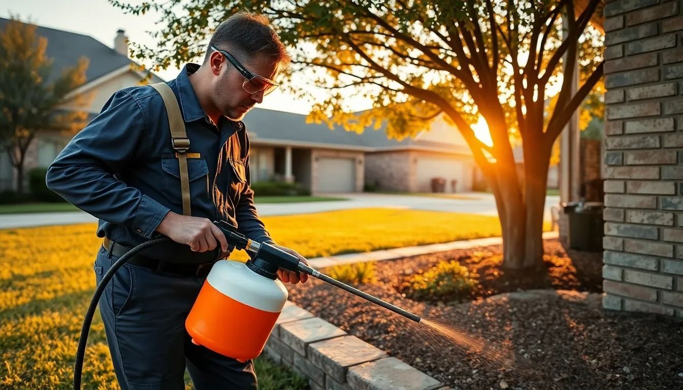 Man applying termite treatments in Kingwood, TX