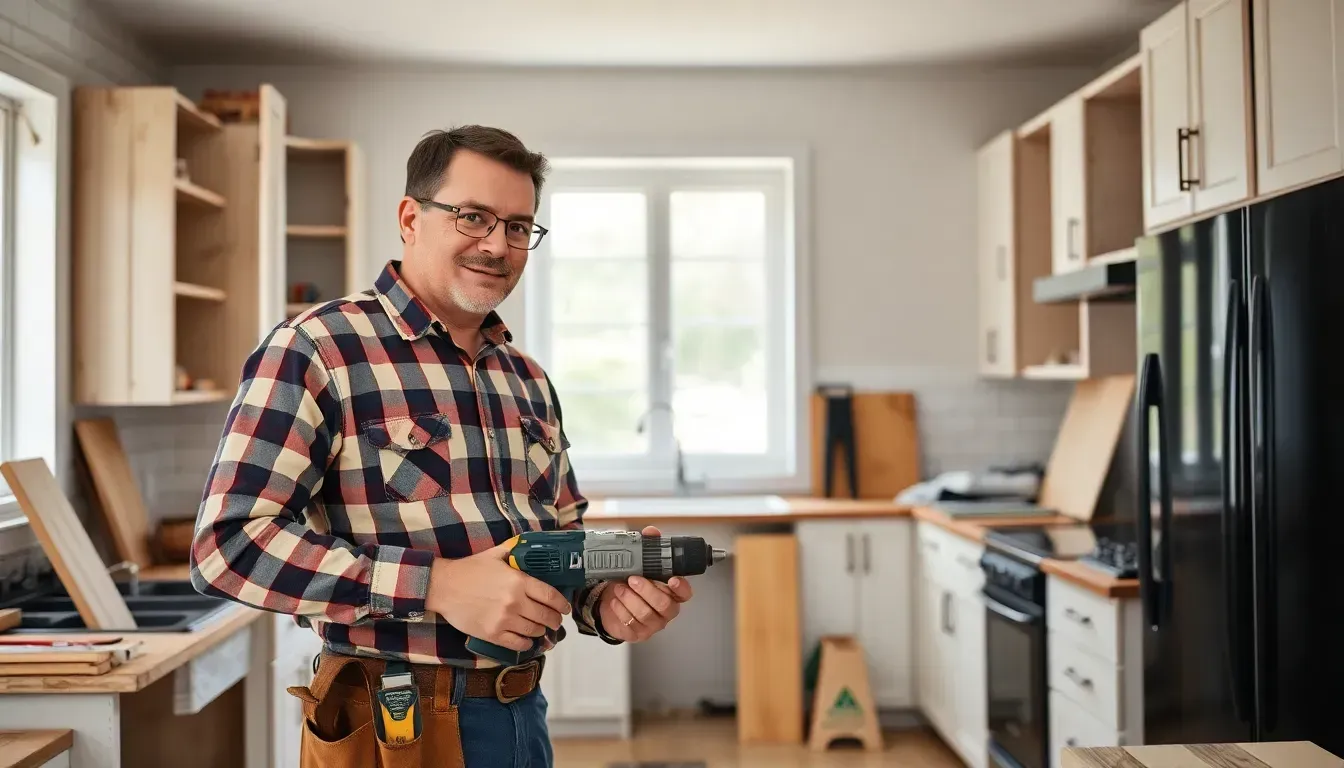 Man holding hand drill